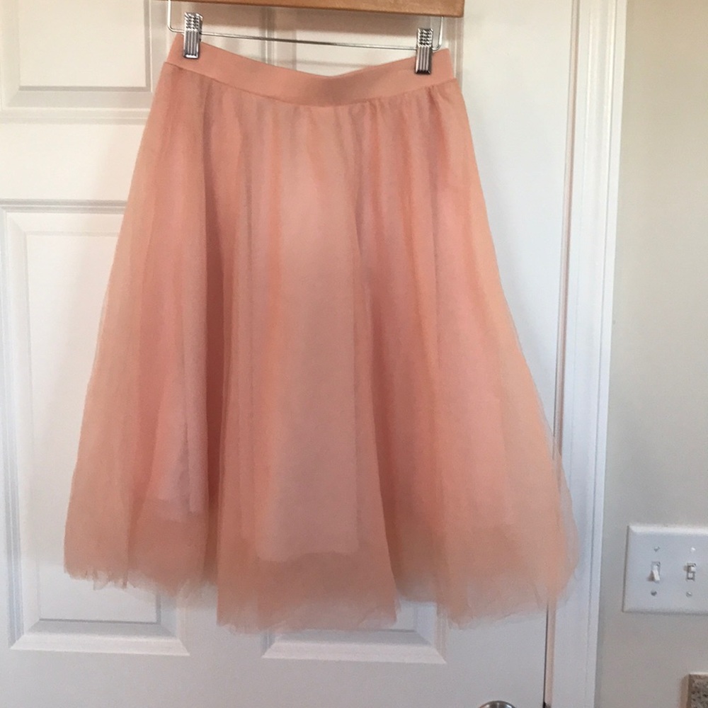 Peach tulle midi skirt